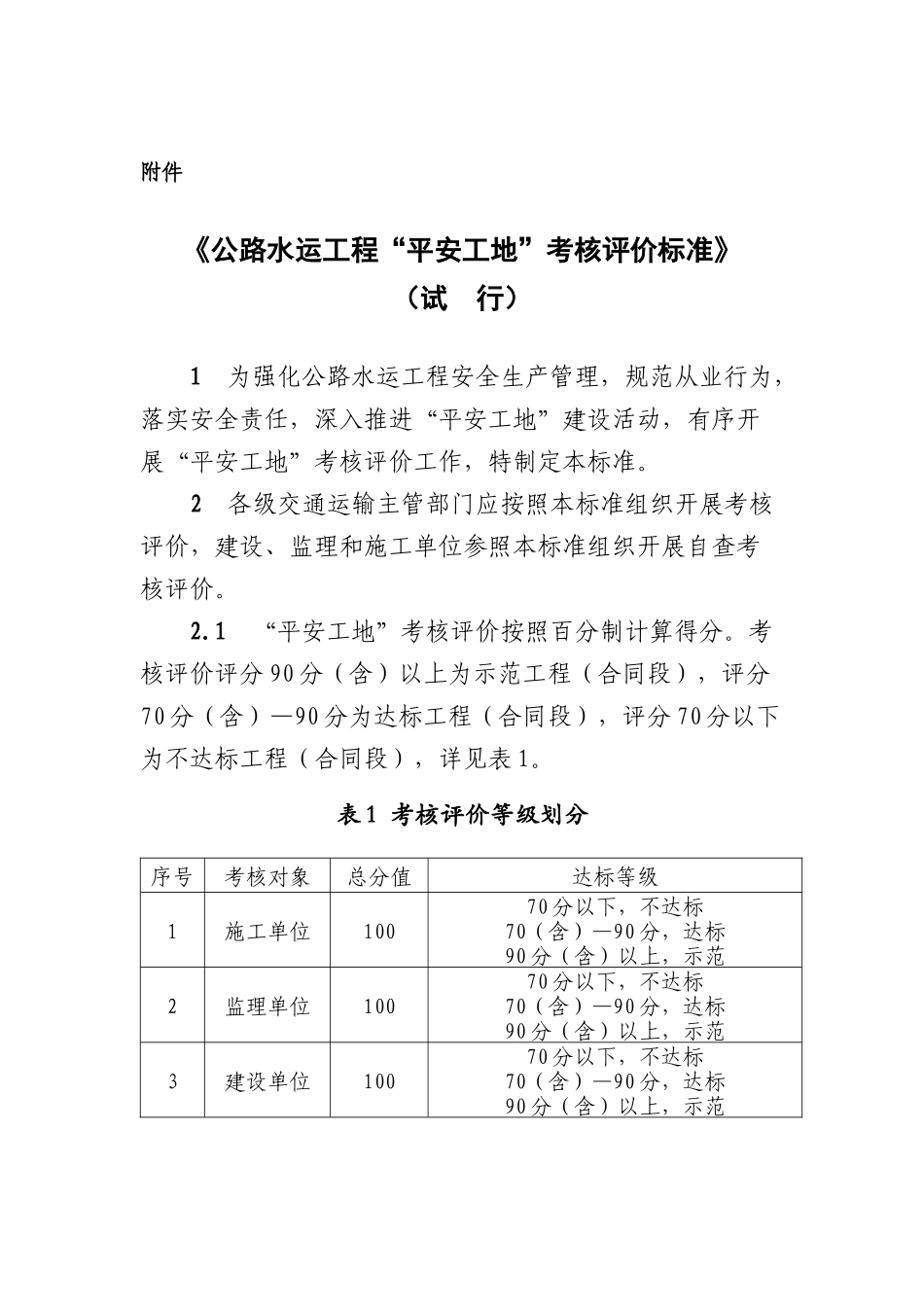 平安工地考核评价标准试行1Word00221_第1页