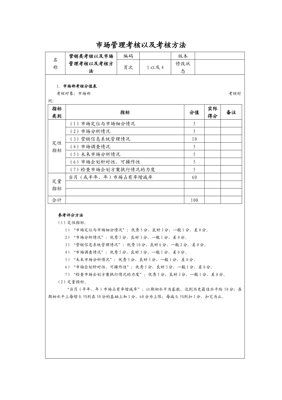 市场管理考核以及考核方法_第1页
