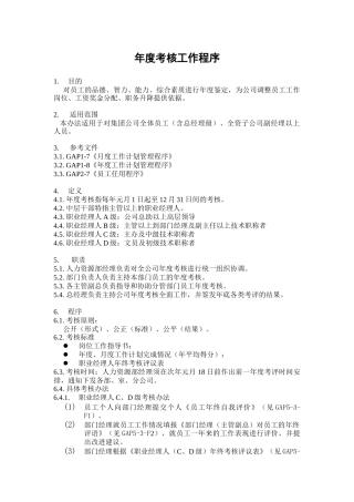 人力资源-GAP5-3年度考核管理程序
