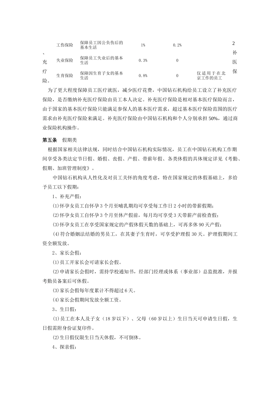 中国钻石机构员工福利制度_第3页