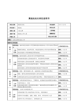 中船重工研究所离退处处长岗位说明书