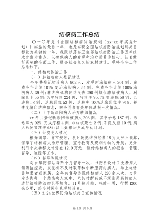 结核病工作总结