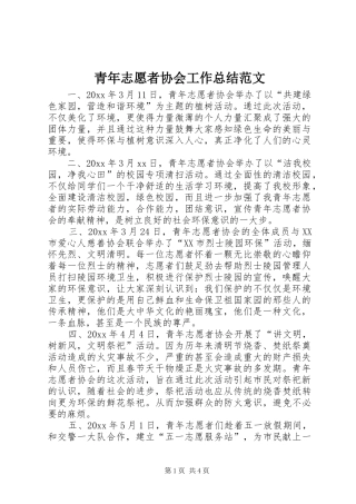 青年志愿者协会工作总结范文