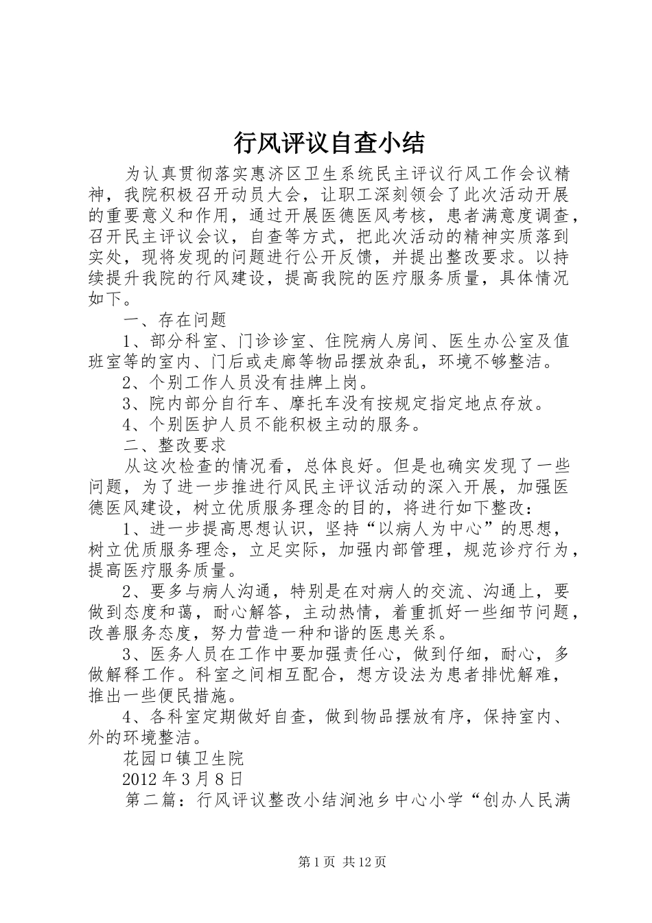 行风评议自查小结_第1页