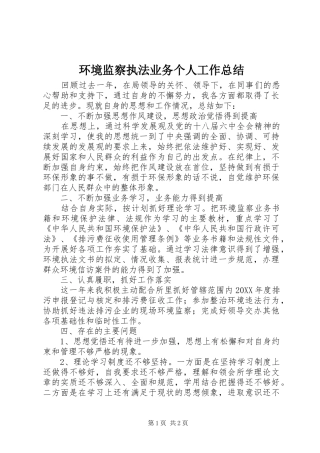 环境监察执法业务个人工作总结