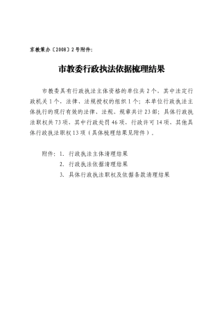 市教委行政执法依据梳理结果