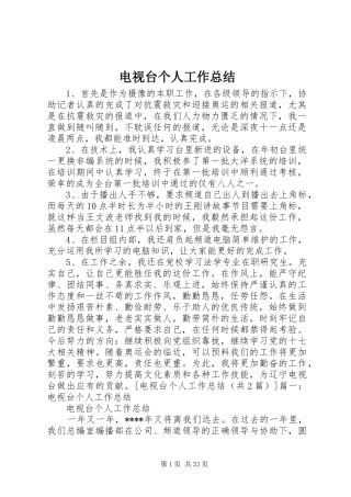 电视台个人工作总结