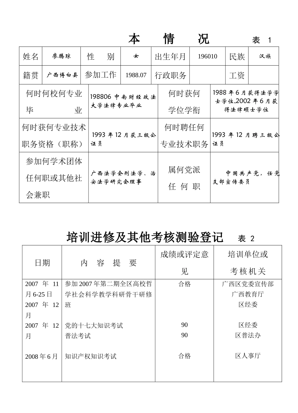专业技术人员考核登记表0708_第2页
