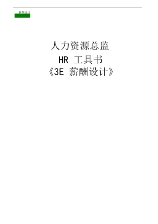 人力资源总监工具书《3E薪酬设计》