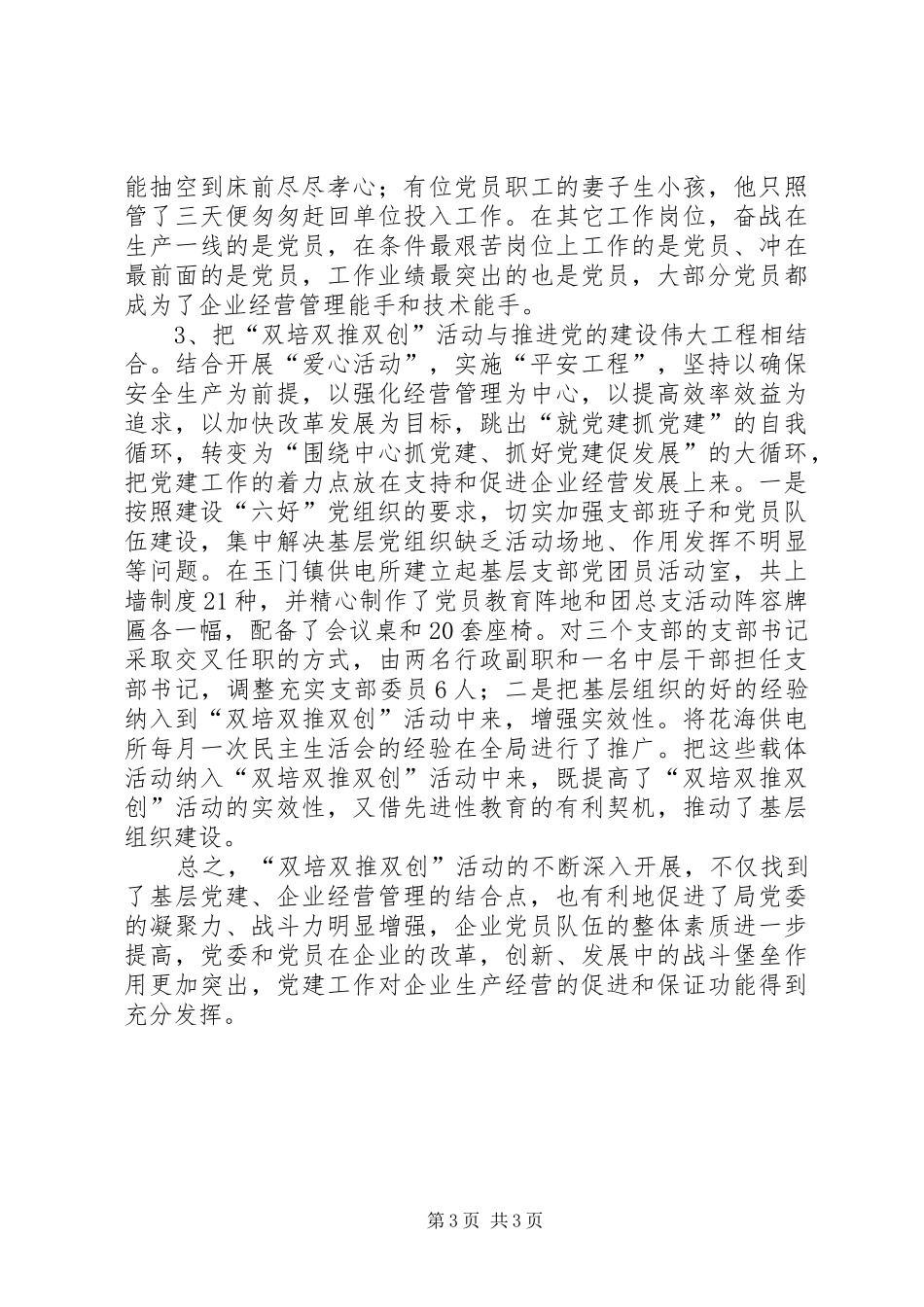 电力局党委双培双推双创活动总结_第3页