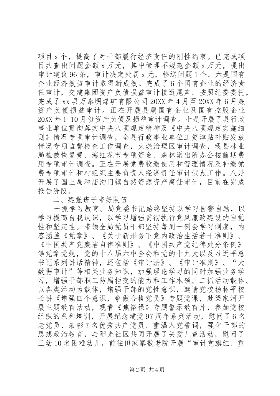 审计局落实全面从严治党主体责任专题报告_第2页
