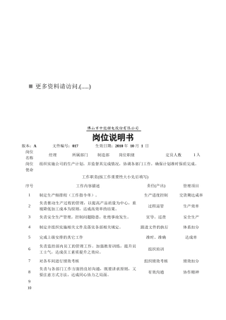 中能锂电公司各岗位职责说明书