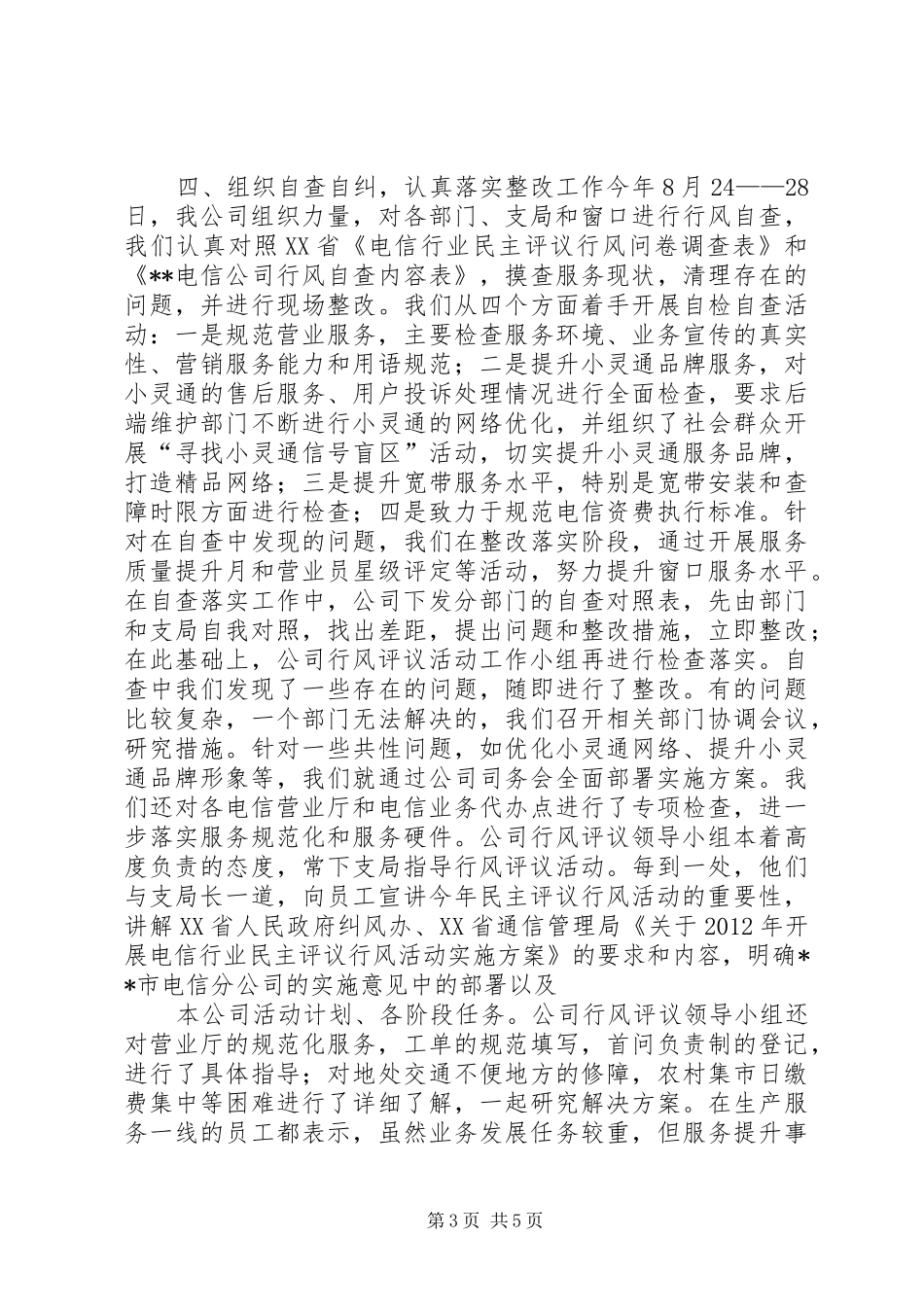 电信分公司行风评议活动总结工作总结_第3页