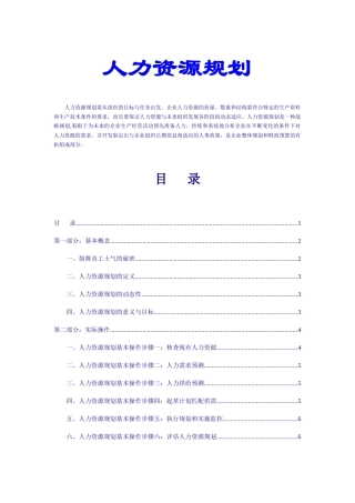 人力资源规划概念