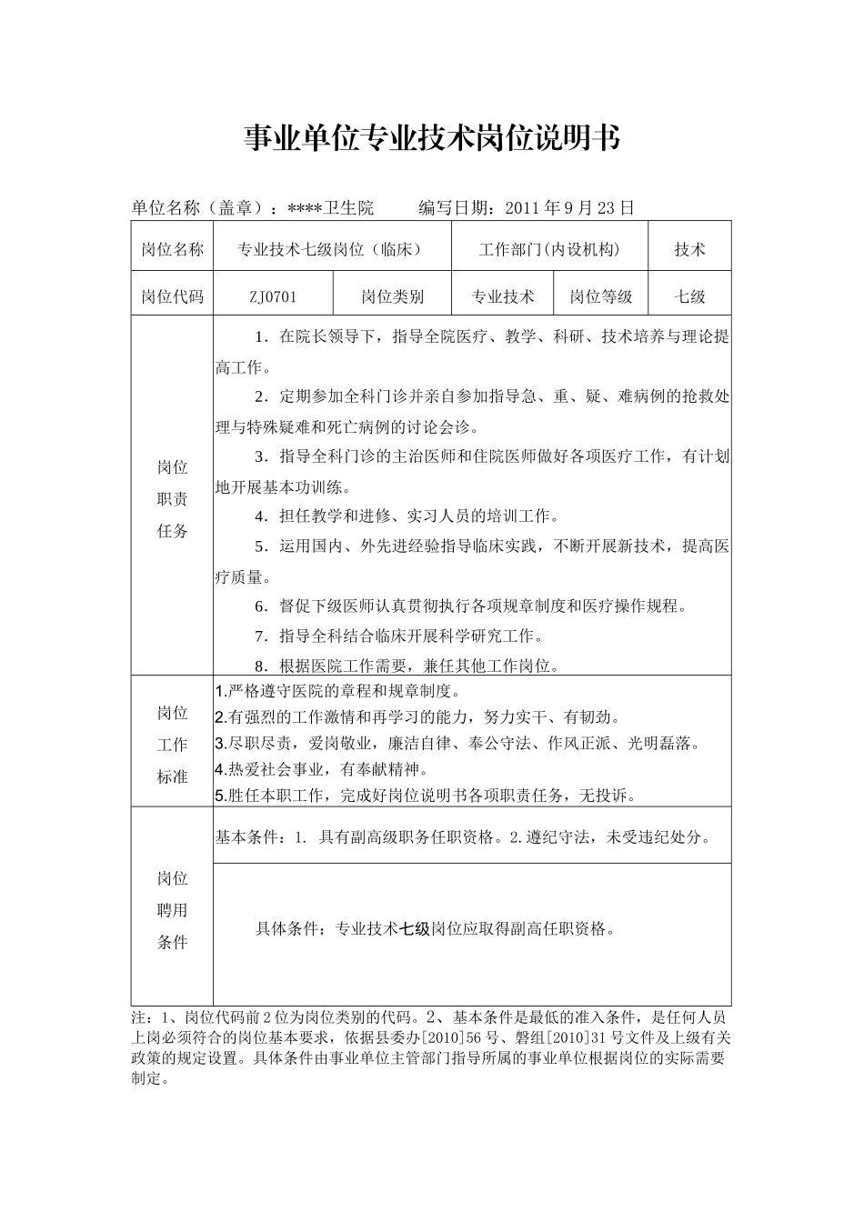 卫生院岗位说明书_第3页