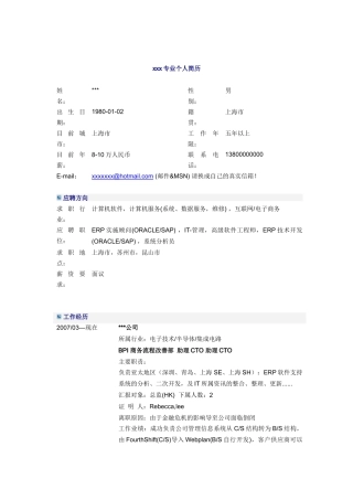 助理CTO简历模板
