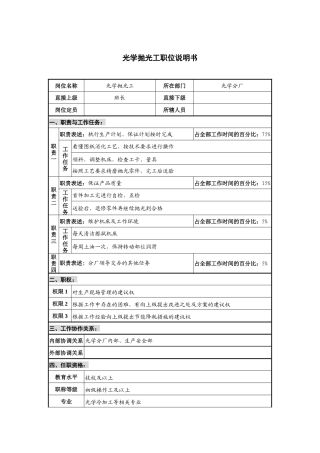 仪器生产企业光学抛光工职位说明书