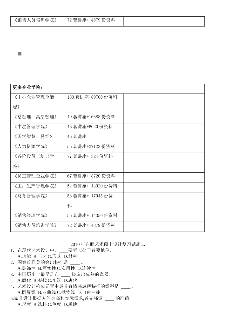 在职艺术硕士设计复习试题_第2页