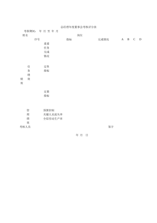 中高层管理人员能力考核评分表