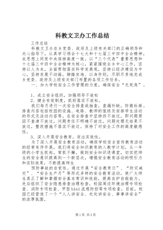 科教文卫办工作总结