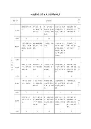 一般管理人员年度绩效评价标准