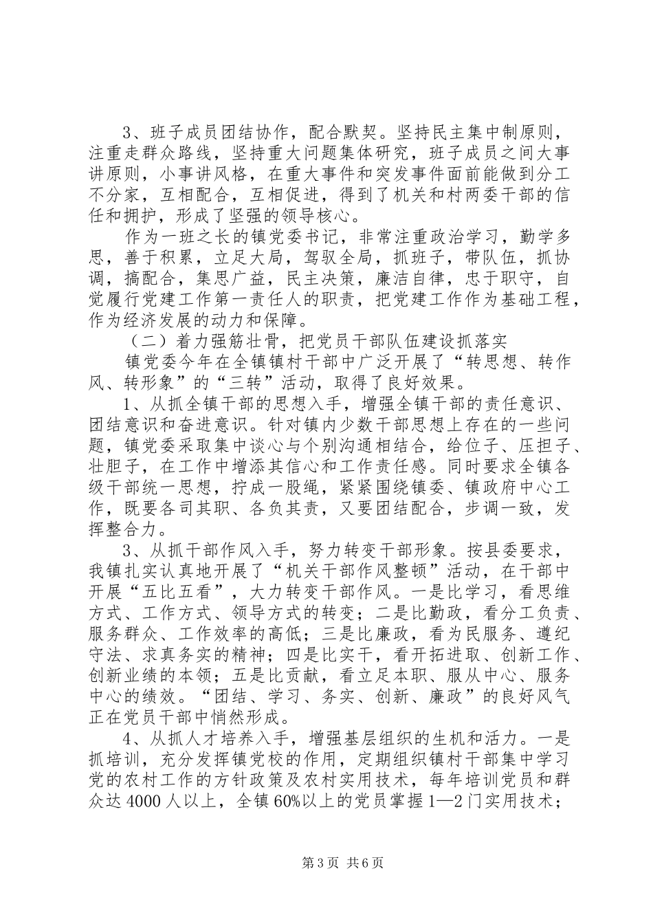 ＸＸ镇创建“五个好”镇党委工作总结_第3页