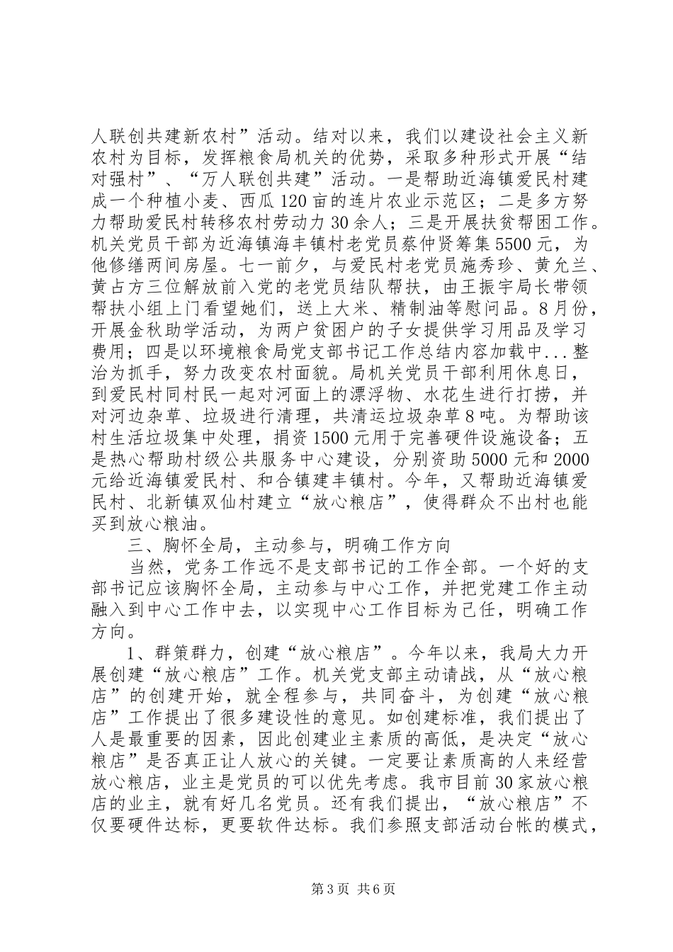 粮食局党支部书记工作总结_第3页