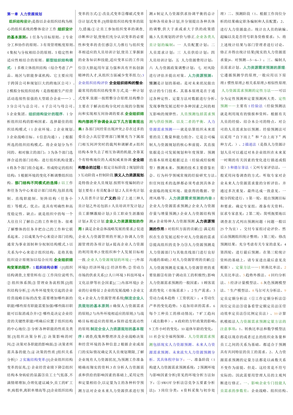 人力资源管理师二级教材浓缩本1_第1页