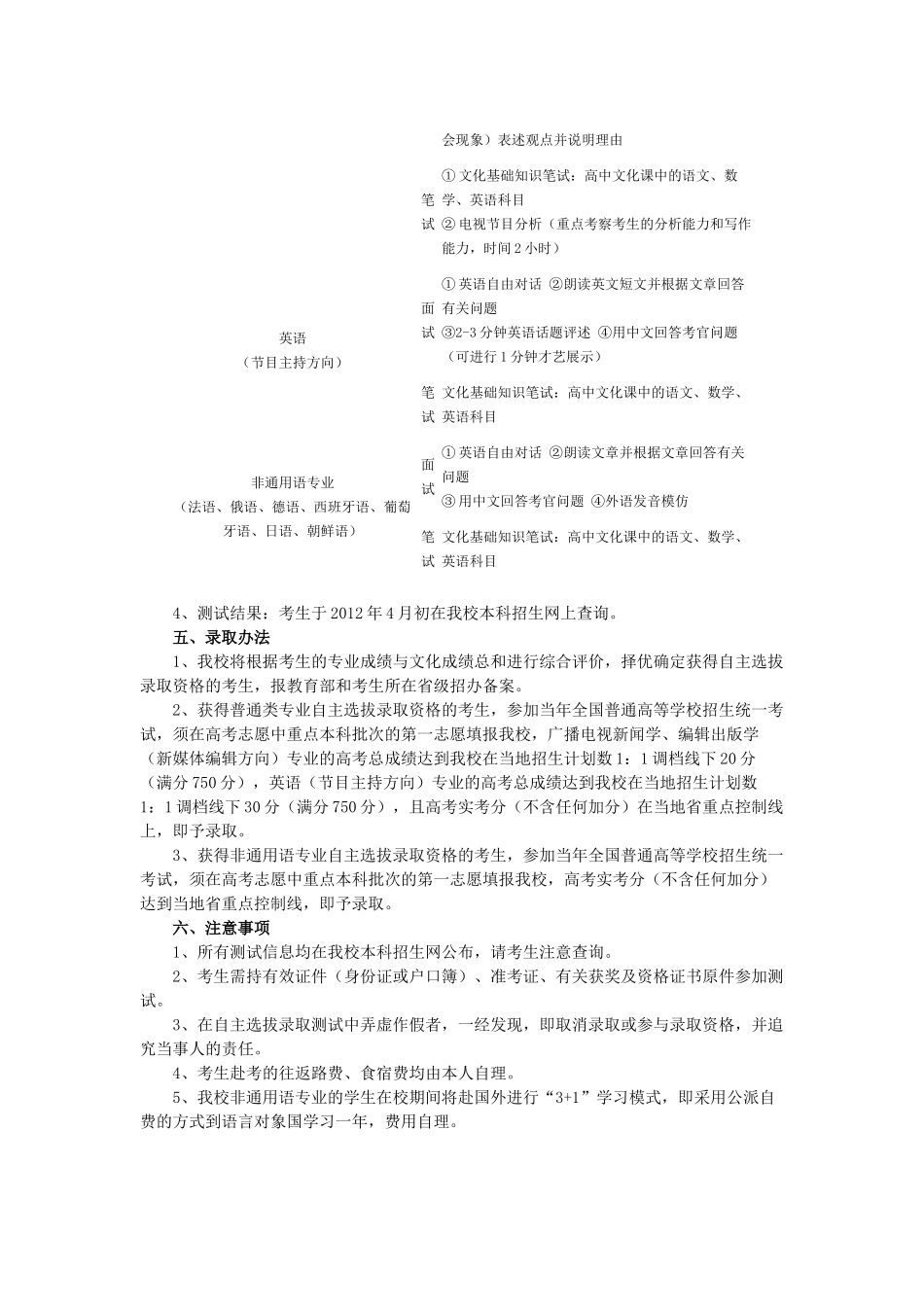 中国传媒大学年度自主选拔录取招生简章_第3页