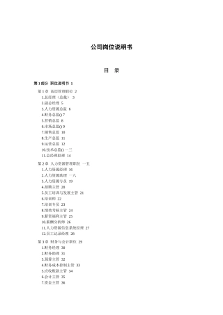 人力资源职位说明书汇编