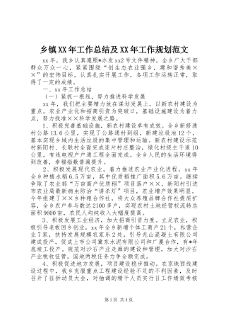 乡镇工作总结及工作规划范文