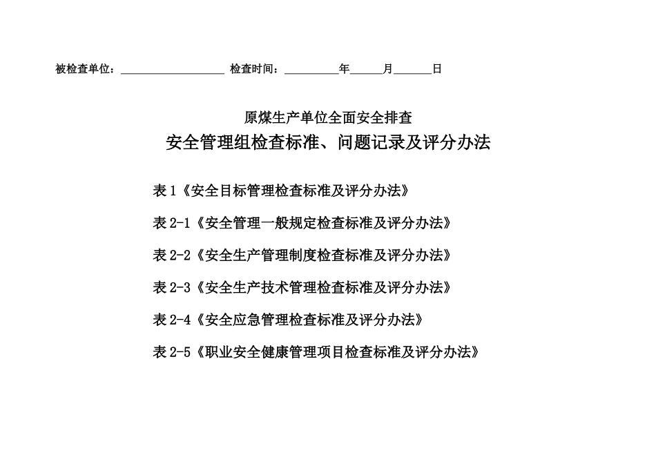 人力资源-03管理组《全面安全排查检查表》-XXXX3结合绩效考核_第1页