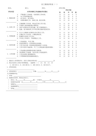 员工绩效评价表