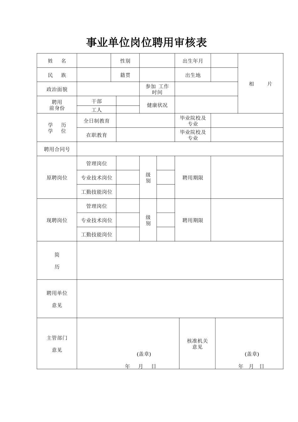 事业单位岗位聘用审核表_第3页