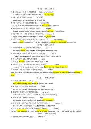 上海历年翻译真题答案(2000-2019)