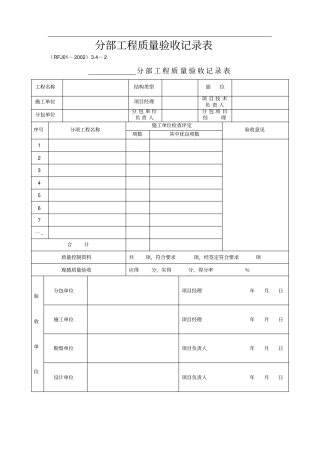 人防分部分项验收记录表