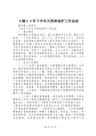 ＊镇××年下半年天然林保护工作总结