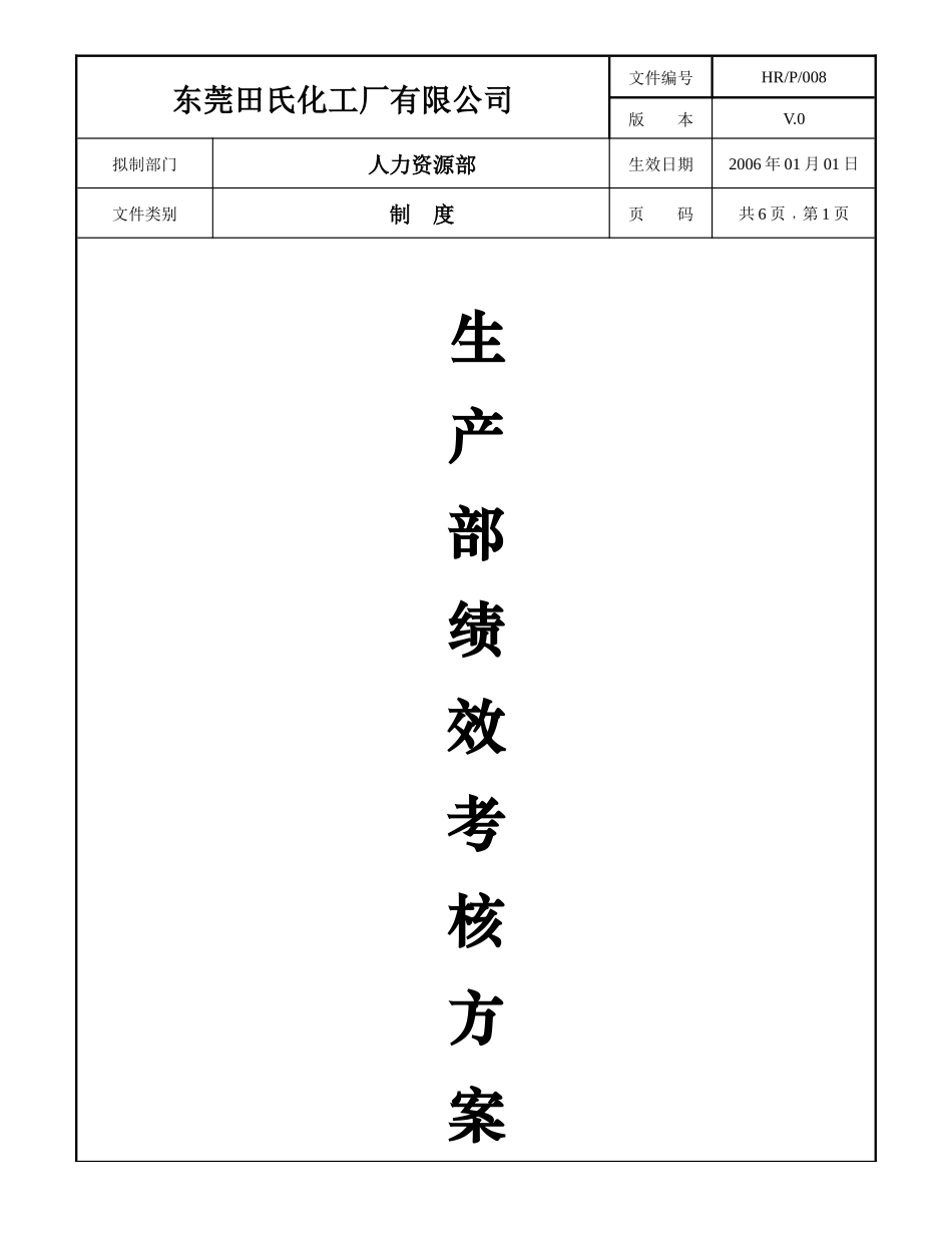 人力资源-HR-P-008 生产部绩效考核方案_第1页