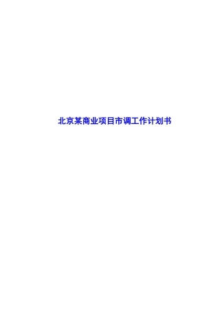 商业项目市调工作计划书