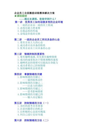 企业员工激励训练课程
