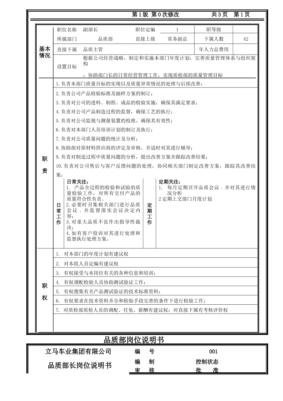 品质部长岗位说明书_第3页