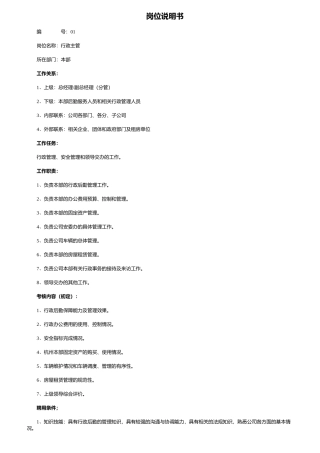 人力资源-HR必备最全岗位职责说明书