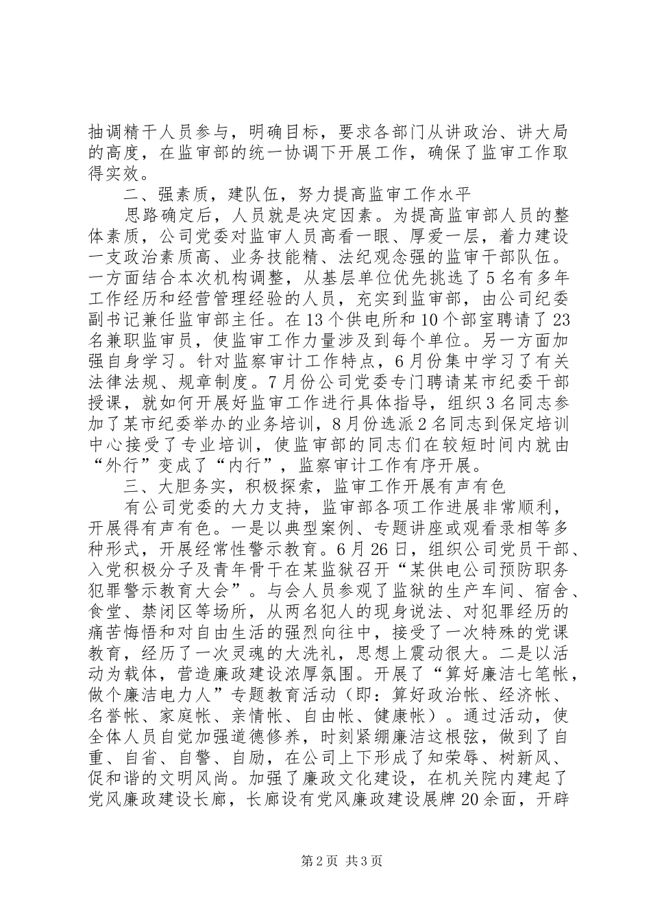 电力监审工作总结积极做好监察审计工作_第2页