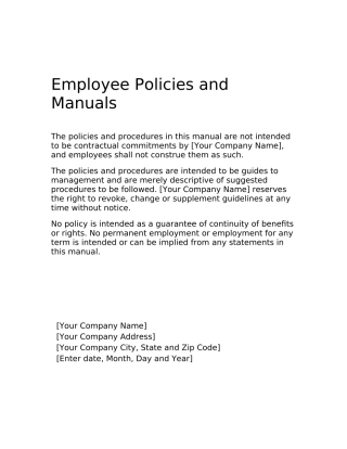 全英文《员工手册》模板