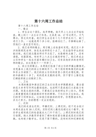 第十六周工作总结