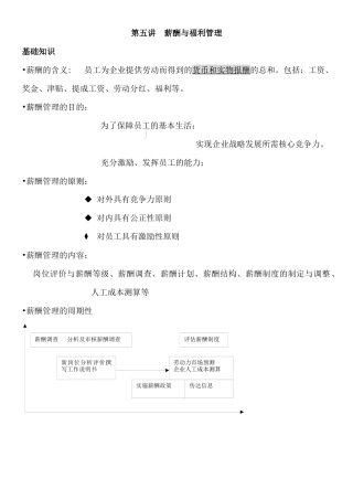 人力资源管理师 第五讲  薪酬与福利管理