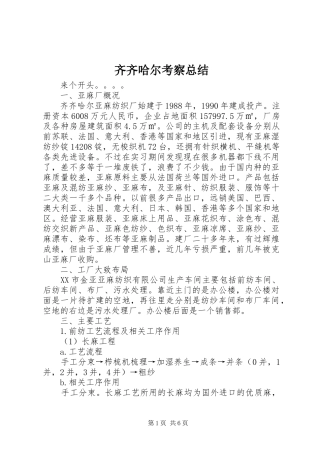 齐齐哈尔考察总结