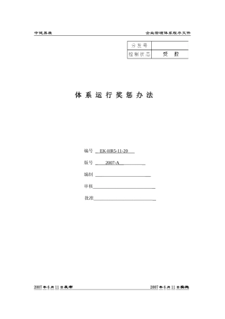 体系运行奖惩办法