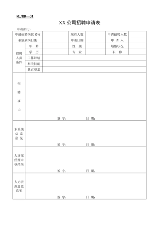 全套人力资源表单