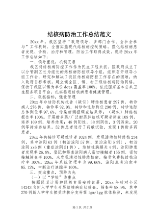 结核病防治工作总结范文